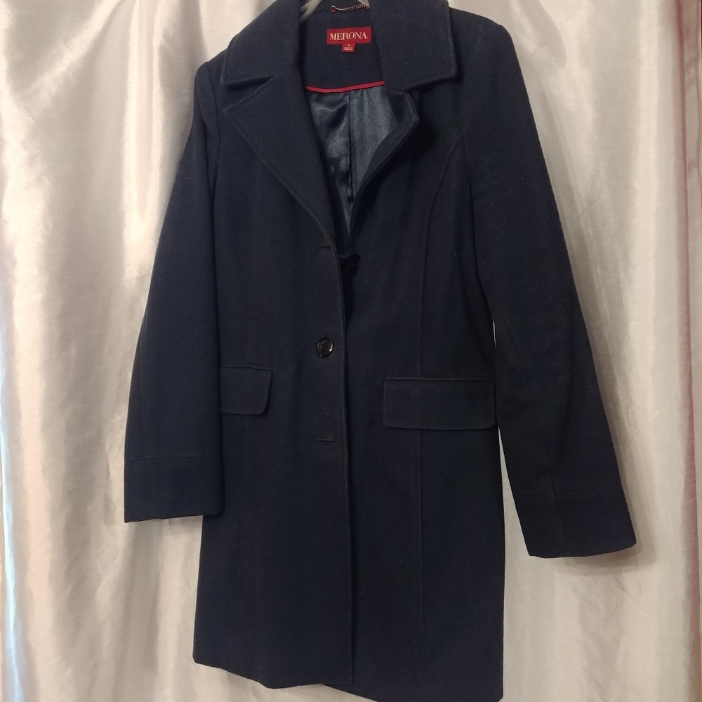 Merona Long Dark Green Peacoat